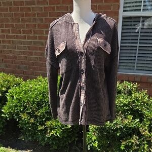 Shop Impressions Knit Button Down Hooded Pullover Size S